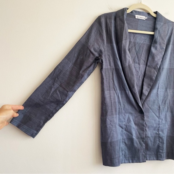 LACAUSA Rooney Blazer jacket hemp plaid artsy lagenlook powder blue indie clean - Picture 13 of 15